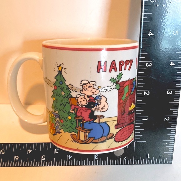 Popeye Vintage 1991 Happy Holidays Presents Mug Cartoon Classic Mug 12 oz - Picture 3 of 10